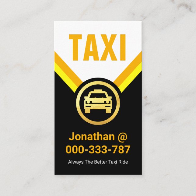 Gold Taxi Car Medallion Cab Driver Business Card (Front)