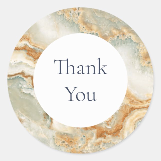 Gold & Teal Blue Agate Thank You Envelope Seal (Front)