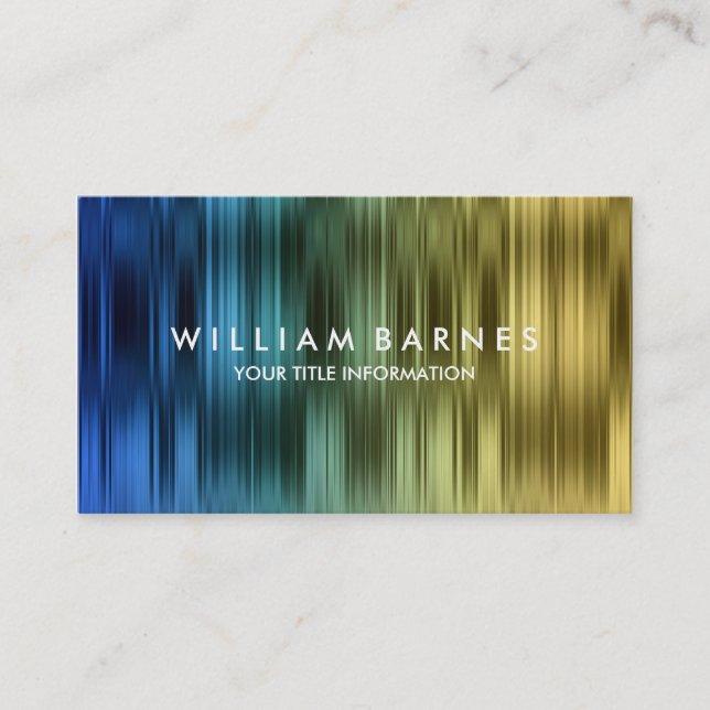 Gold  Teal Blue Stripes Business Card (Front)