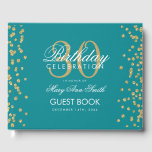 Gold Teal Confetti 30th Birthday Party Guest Book<br><div class="desc">Elegant 30th Birthday Party Gold Glitter Confetti Teal template.</div>