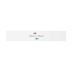 Gold Teal Dragon Wedding Belly Bands Invitation Belly Band
