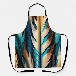 Gold & Teal Feather Art Apron