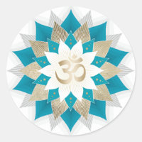 Gold & Teal Lotus Floral Namaste Yoga Om Sign