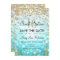 Gold Teal Ombre Sweet 16 Save The Date Glitter