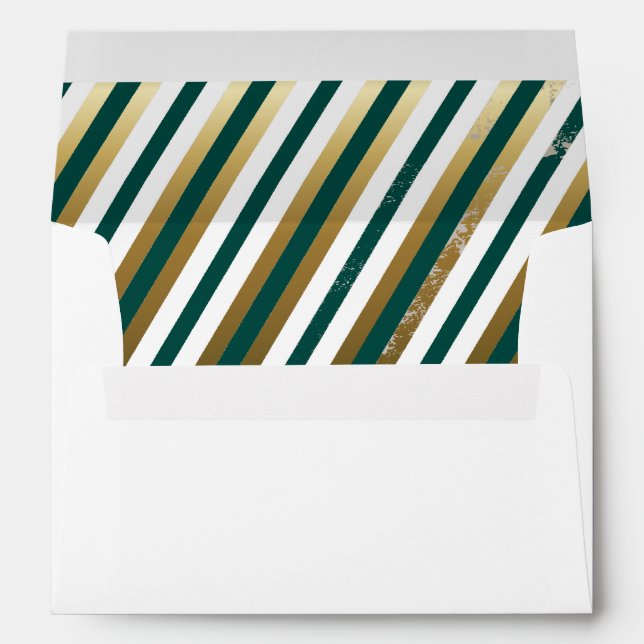 Gold, Teal, White Diagonal Stripe Envelope (Back (Bottom))