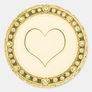 Gold Template Customise Heart Classic Round Sticker