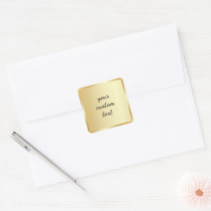 Gold Template Your Custom Text Script Calligraphy Square Sticker