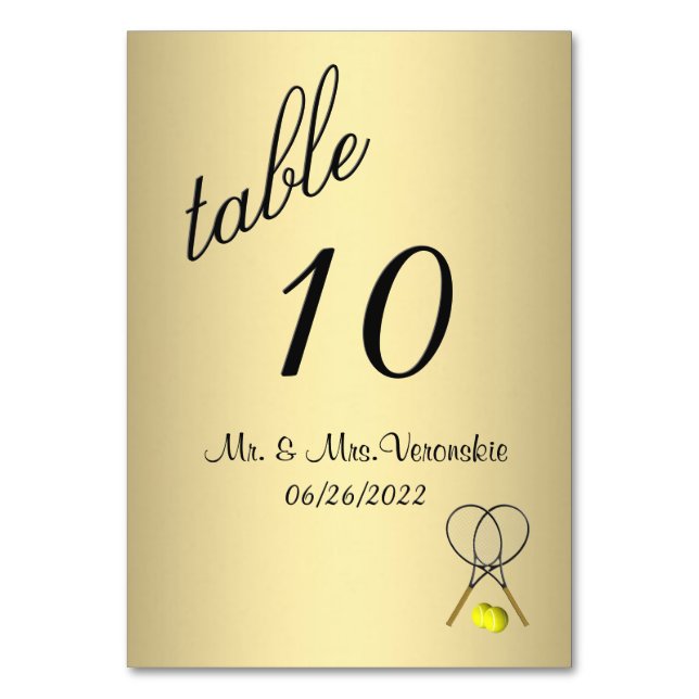Gold Tennis Table Number (Front)