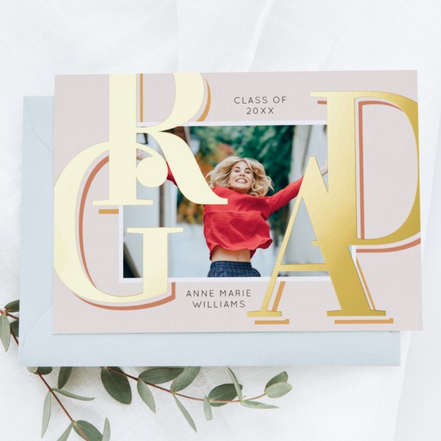 Gold Terracotta Grad Photo Graduation Announcement (Creator Uploaded)