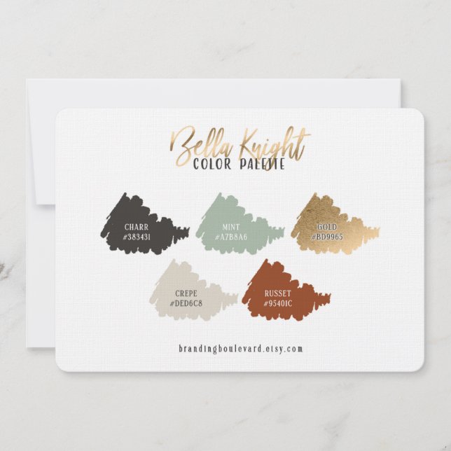 Gold Terracotta Green & Beige Colour Palette Card (Front)