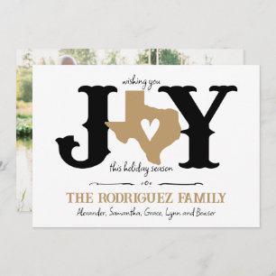 Gold Texas JOY Photo Holiday Card