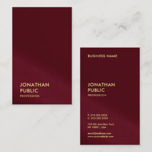 Gold Text Burgundy Red Luxury Premium Thick Business Card