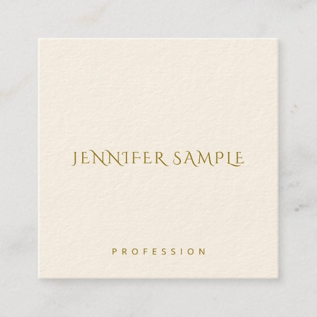 Gold Text Custom Template Elegant Square Simple Business Card (Front)