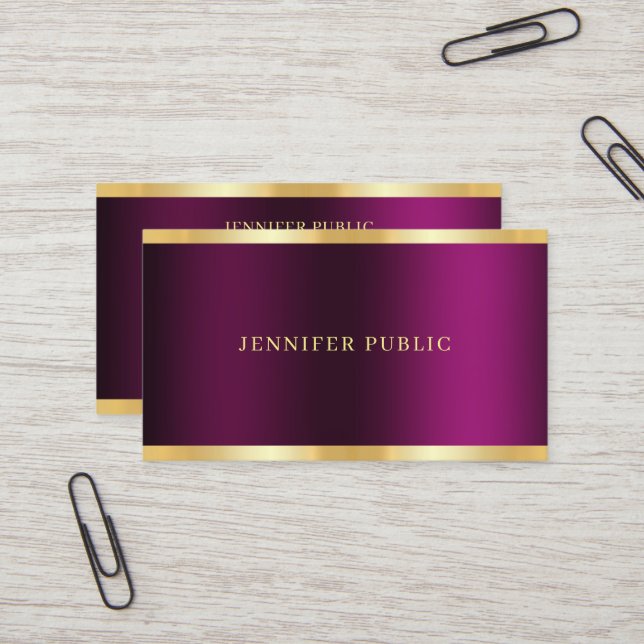 Gold Text Elegant Purple Template Professional Business Card (Front/Back In Situ)
