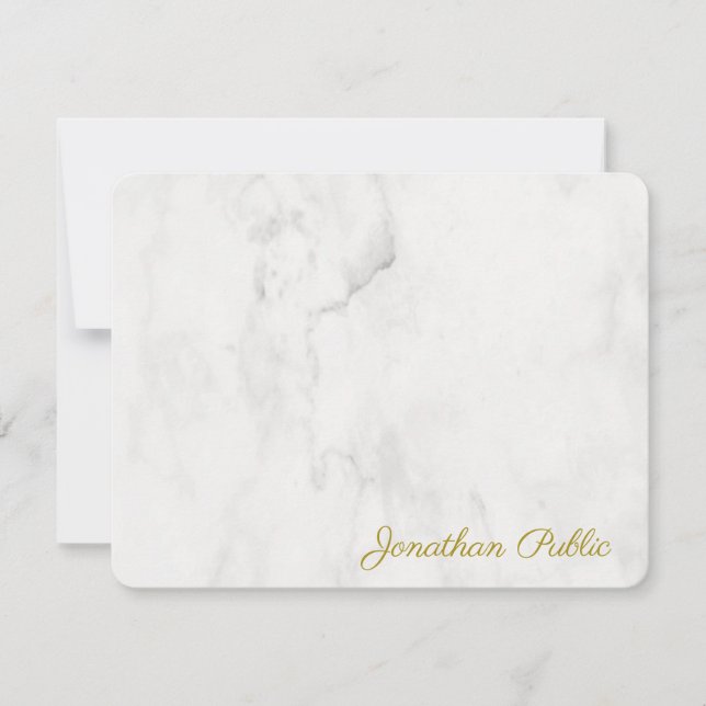 Gold Text Monogram Script Elegant Marble Template (Front)
