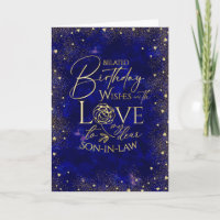 Gold Text Night Sky Belated Birthday Son-In-Law