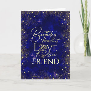 Gold Text Night Sky Birthday Friend Photo Card