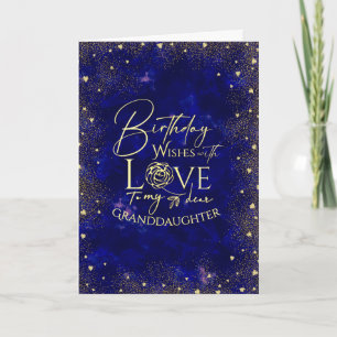 Gold Text Night Sky Birthday Granddaughter Photo Card