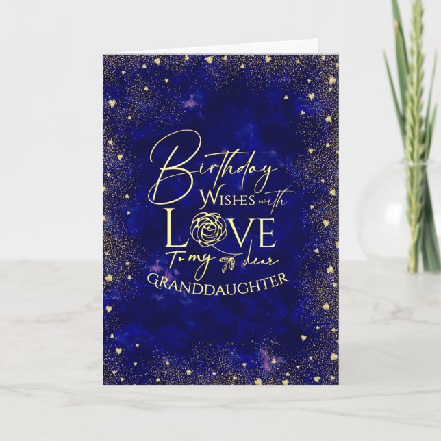 Gold Text Night Sky Birthday Granddaughter Photo Card (Front)
