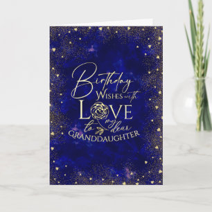 Gold Text Night Sky Birthday  Granddaughter Photo Card