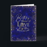 Gold Text Night Sky Birthday Sister-In-Law Photo Card<br><div class="desc">This modern and visually elegant birthday greeting card is designed especially for a sister-in-law, inspired by the beauty of a night sky filled with shimmering gold dust and tiny heart details that resemble glowing stars. The deep, rich background creates a calm and celestial atmosphere, while the gold accents add warmth,...</div>