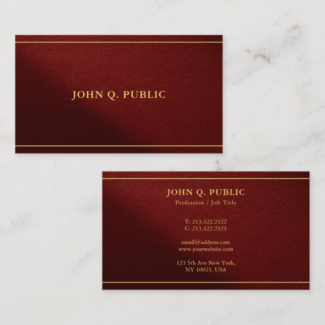 Gold Text Stylish Template Luxury Premium Thick Business Card (Front/Back)