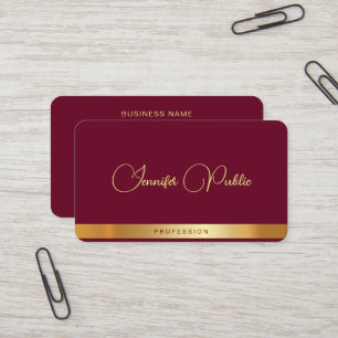 Gold Text Typography Script Name Ruby Red Luxury Business Card