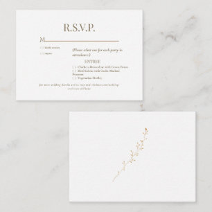  Gold Text White Elegant Wedding RSVP Enclosure Card