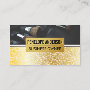 Gold Texture Background Metallic Makeup Brushes Business Card