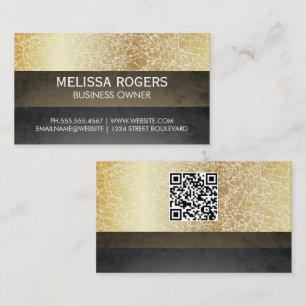 Gold Texture   Colour Blocks   QR Code Business Card