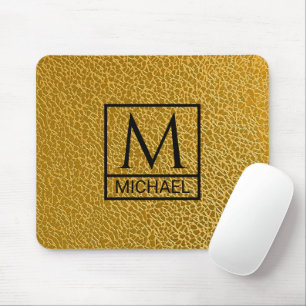 Gold Texture Mouse Pad with Initial & Name
