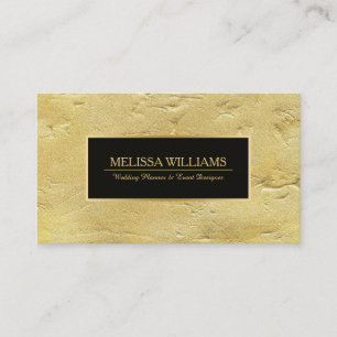 Gold Texture Print Black Accents Business Card