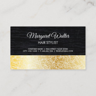 Gold Texture Velvet Black with Monogram Business Card