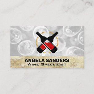 Gold Texture Wine Bottles Business Card