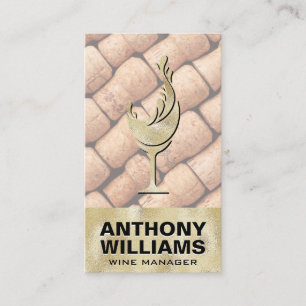 Gold Texture Wine Glass Corks Business Card