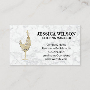 Gold Texture Wine Glass Splash Marble Business Card