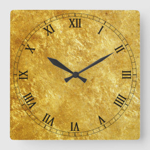 Gold Textured Square Wall Clock