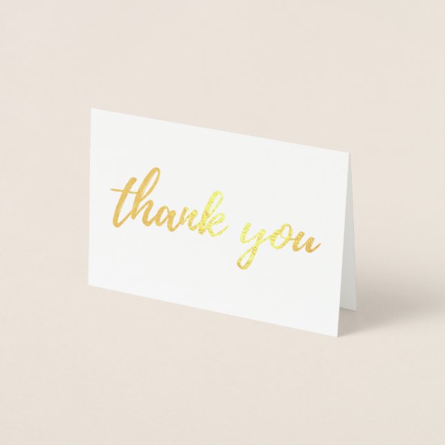 Gold thank you card folded. Modern wedding foil (Front)