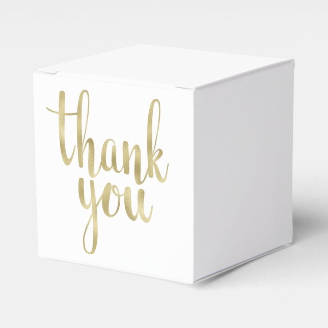 Gold thank you favour boxes, foil box (Front Side)