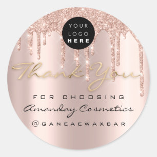 Gold Thank You For Choosing Logo Rose Drips Classic Round Sticker