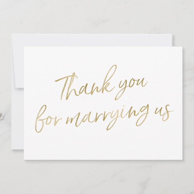 Gold "Thank you for marrying us" Thank You Card (Front)