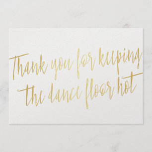 Gold "Thank you" for wedding band, musician or DJ Thank You Card