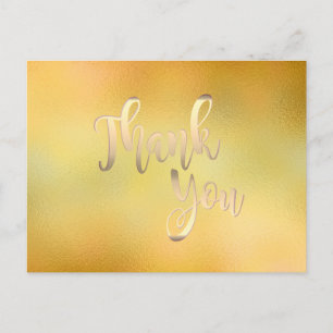 Gold Thank You  Glass Glitter Clean Postcard