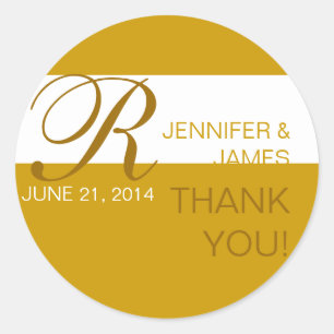 Gold Thank You Monogram Wedding Stickers