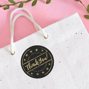 Gold Thank You Stars Badge, Classic Round Sticker
