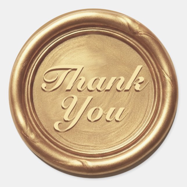 Gold Thank You Wax Seal Sticker – Elegant Vintage  (Front)
