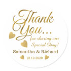 Gold Thank You Wedding Favour