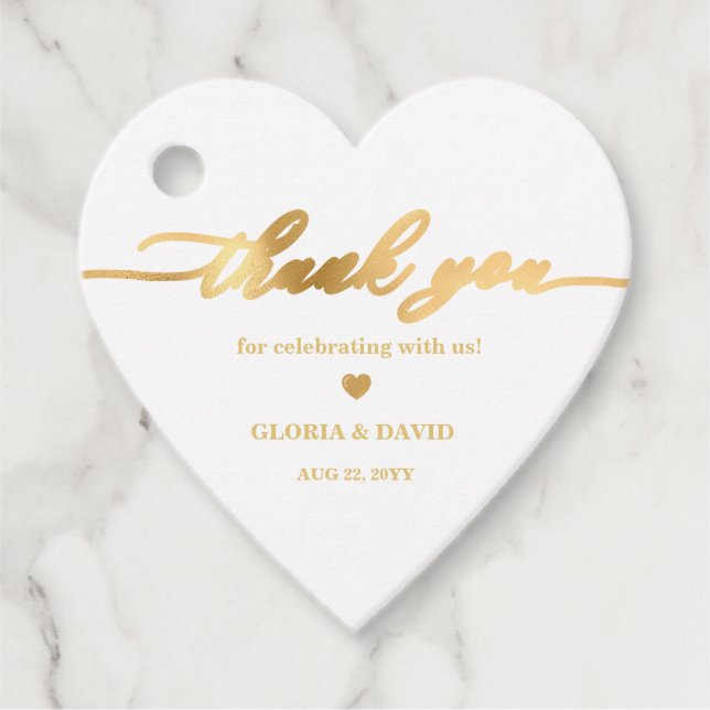 Gold Thank You Wedding  Favour Tags (Front)