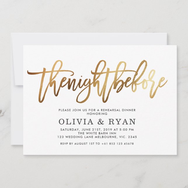 Gold the night before invitation (Front)