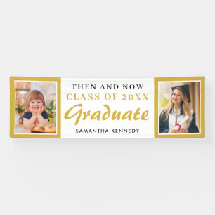Gold Then and Now Class of 2026 Graduation Photo Banner